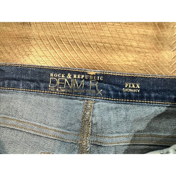 Rock & Republic Denim RX Fixx Skinny Jeans Womens Size 14 Stretch Blue Mid Rise - Picture 8 of 16